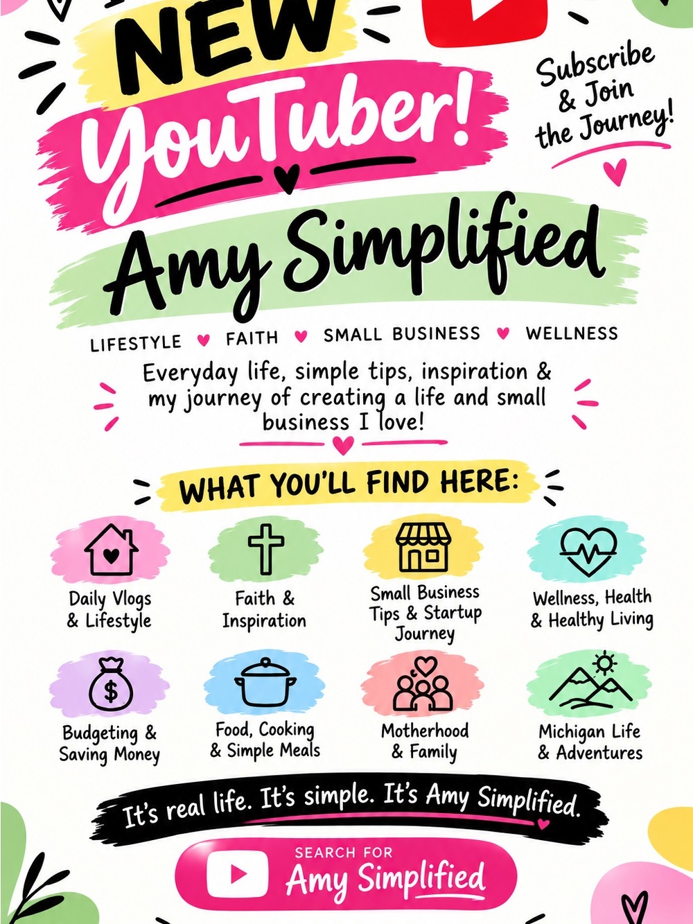 Colorful Lifestyle Poster - Pink, Green, Yellow